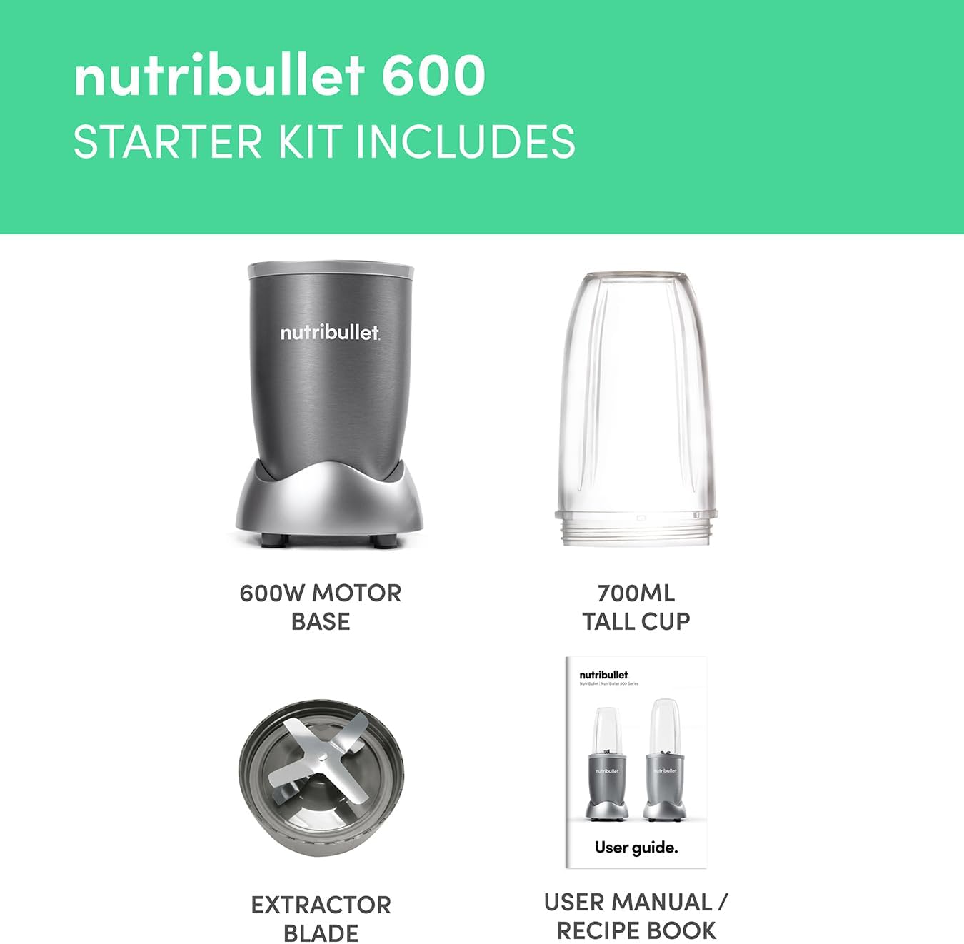 nutribullet 600 Series Starter Kit in Graphite with 700ml Cup